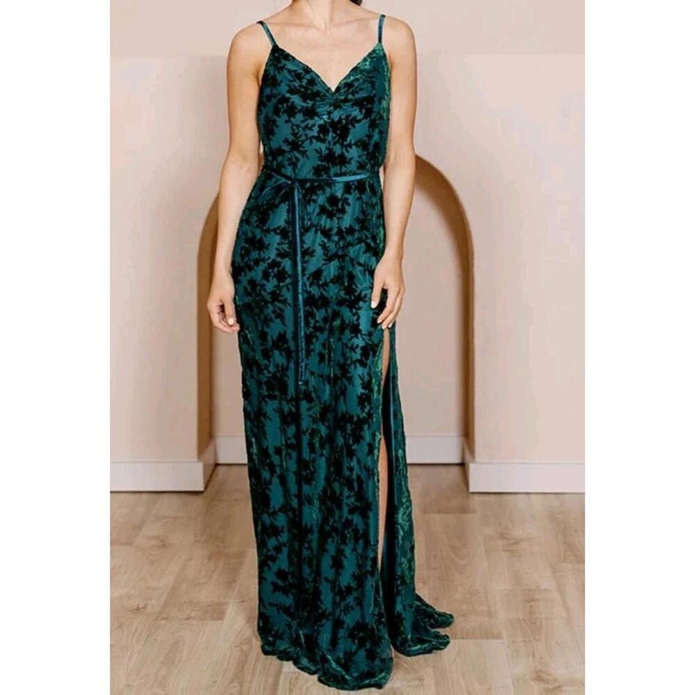 Revelry Tilley Dress 3XL Green Floral Burnout Velvet Whimsygoth Fairy Plus Size